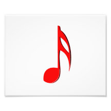 eighth note red black music design.png photographic print