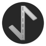 Eihwaz Rune grey Round Stickers