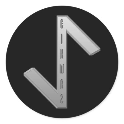 Eihwaz Rune grey Round Stickers by JKcoder