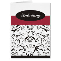 Einladung - black coral in rot karten