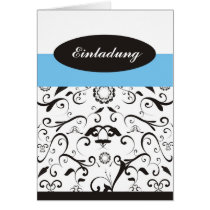 Einladung - black coral türkis karte