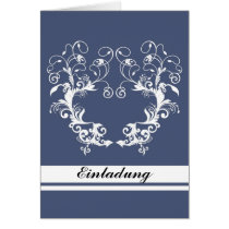 Einladung - flower frame blue grußkarten