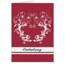 Einladung - flower frame red grußkarte