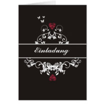 Einladung - red heart black karte