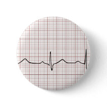 EKG heartbeat on graph paper, pulse beating Pinback Button