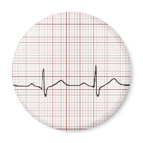 EKG heartbeat on graph paper, pulse beating Fridge Magnets