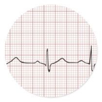 EKG heartbeat on graph paper, pulse beating Round Stickers