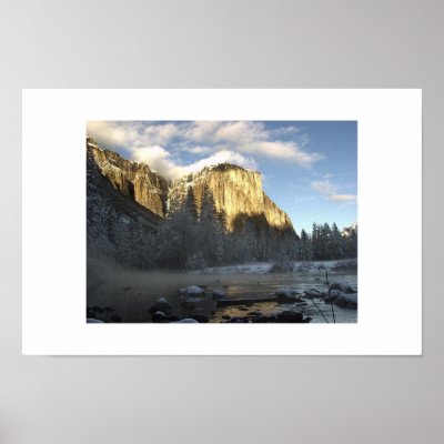 El Capitan Merced River In Snow And Shadows Print by roofdogs