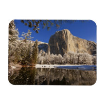 El Capitan reflects into the Merced River in Rectangular Magnets