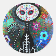 El Gato Cat Dia de los Muertos by Prisarts Sticker