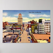 El Paso, Texas Downtown Texas Street 1940 Poster