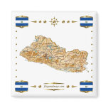 El Salvador Map + Flags Magnet