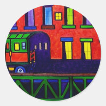 El Train Bronx Round Sticker