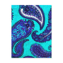 Electric Aqua Blue Indian Paisley Post Cards