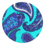 Electric Aqua Paisley Envelope Seal Sticker