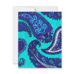 Electric Aqua Paisley Wedding Invitation RSVP