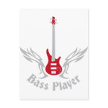 Electric bass guitar post card