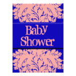 Electric Blue and Pink Damask Invite