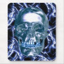 Electric Blue Chrome Skull Mouse Pad