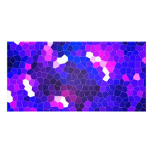 Electric blue stained glass custom photo card