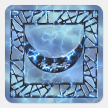Electric Blue Upright Crescent Sticker