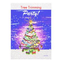 Electric Christmas Tree - Tree Trimming Party Invitation