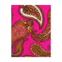 Electric Fuscia Indian Paisley Pink Post Cards