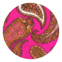 Electric Fuscia Paisley Envelope Seal Sticker