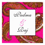 Electric Fuscia Paisley Wedding Invitation