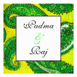 Electric Gold & Green Paisley Wedding Invitation