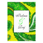 Electric Gold & Green Paisley Wedding Invitation