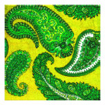 Electric Gold & Green Paisley Wedding Invitation