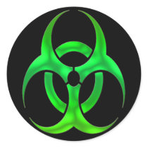 Electric Green Bio Hazard Round Stickers