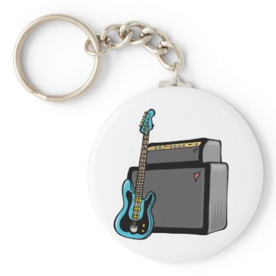 electric guitar bass and amp key chain by geekme