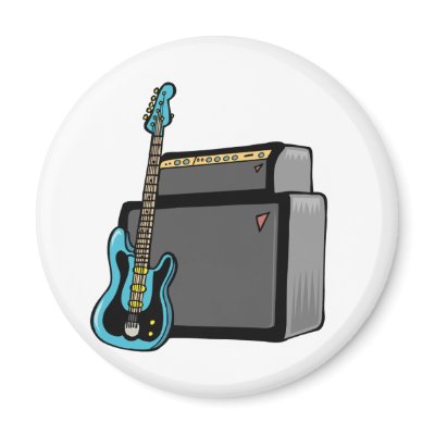 electric guitar bass and amp refrigerator magnet by geekme