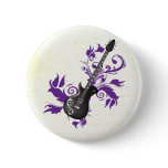 Electric guitar on purple leaves custom products pinback buttons