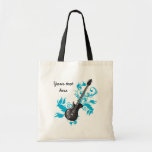 Electric guitar on turquoise leaves custom product tote bags