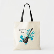 Electric guitar on turquoise leaves custom product tote bags