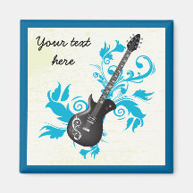Electric guitar on turquoise leaves custom product magnet