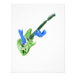 Electric guitar painting, green guitar blue hands announcement