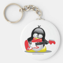Electric Guitar Penguin Key Chains