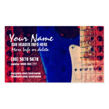 Electric Guitar Red/Blue Music Business Card