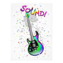 Electric Guitar Sound Colours Invitations