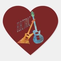 Electric Guitars Heart Sticker
