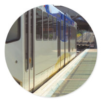 Electric Light Rail Train Close Up Round Stickers