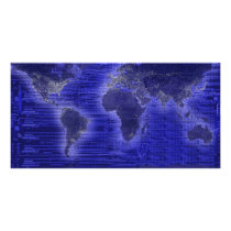 electric light world map photo greeting card