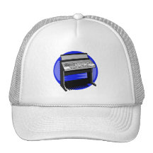 Electric Organ Blue Background Music Graphic Hat
