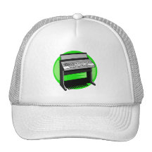 Electric Organ Green Background Music Graphic Trucker Hat