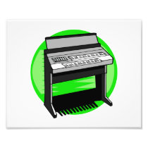 Electric Organ Green Background Music Graphic Photographic Print
