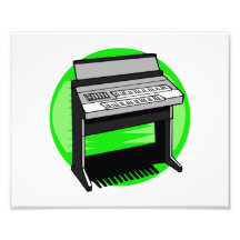 Electric Organ Green Background Music Graphic Photographic Print
